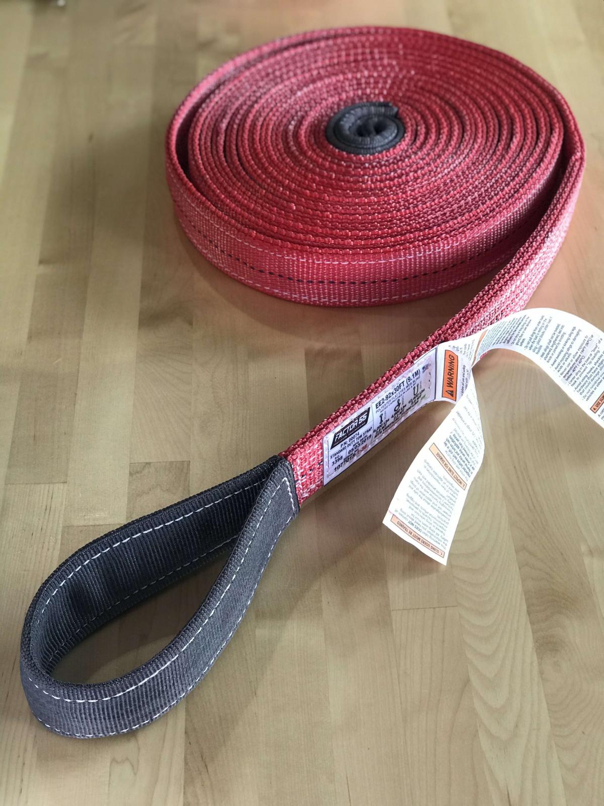 30 Foot Tow Strap Standard Duty 30 Foot x 2 Inch Red Factor 55 - Image 6