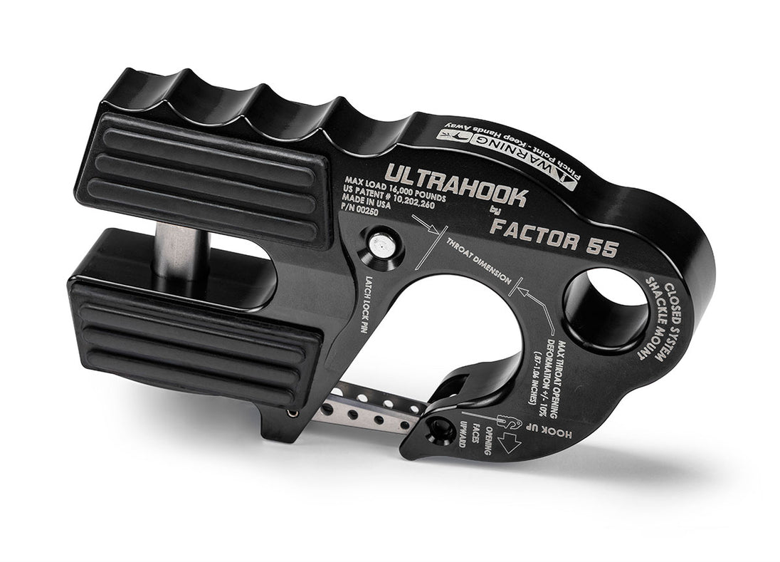 UltraHook Closed System Winch Shackle Mount Black Factor 55 - Image 1