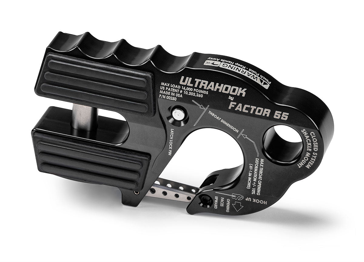 UltraHook Closed System Winch Shackle Mount Black Factor 55 - Image 1