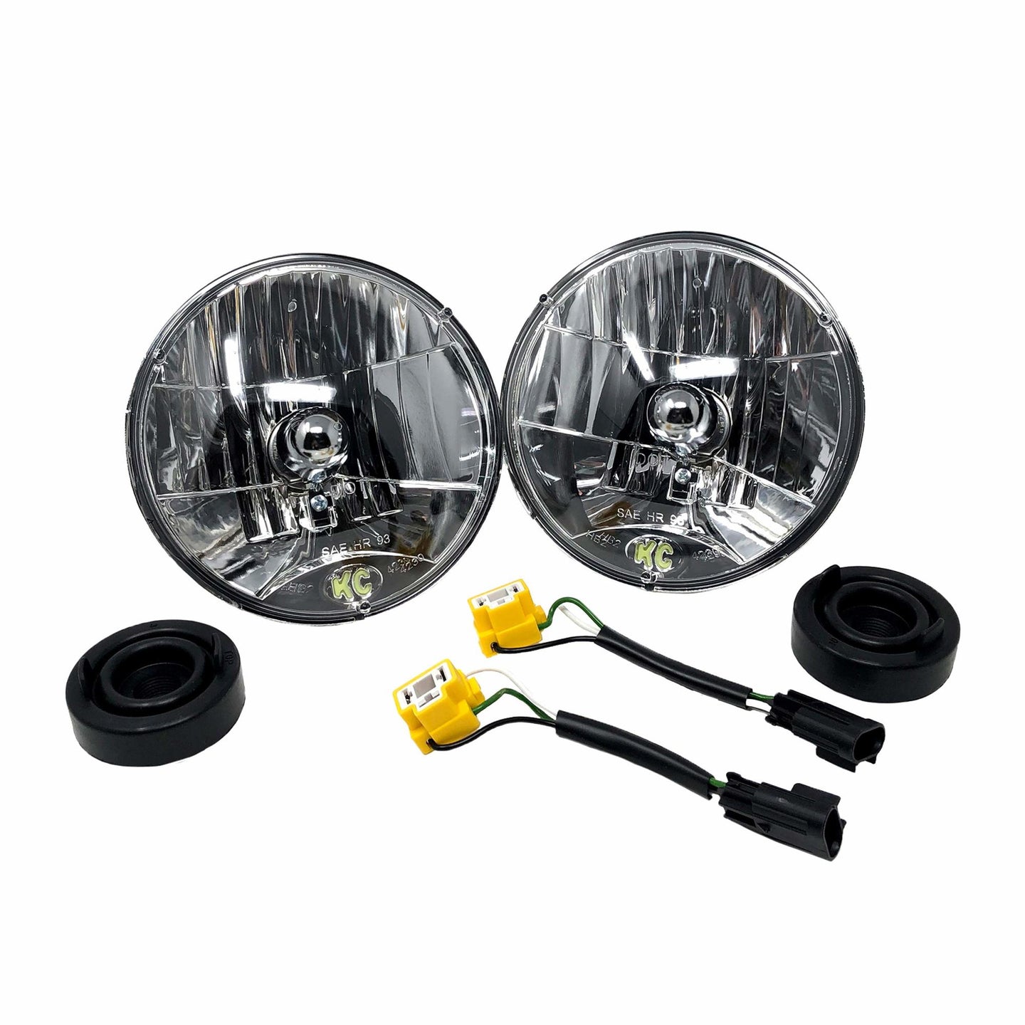 Jeep Head Light H4 Halogen 7 Inch Dot 2 Light Jeep Wrangler JK KC HiLiTES - Image 1