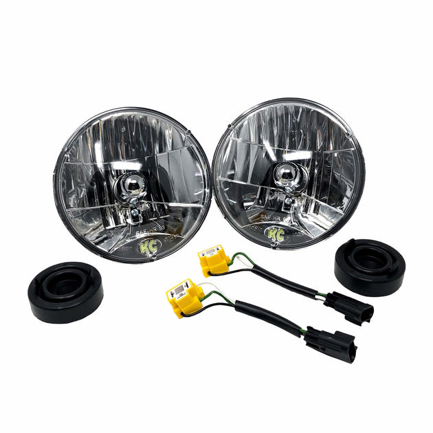 Jeep Head Light H4 Halogen 7 Inch Dot 2 Light Jeep Wrangler JK KC HiLiTES - Image 1