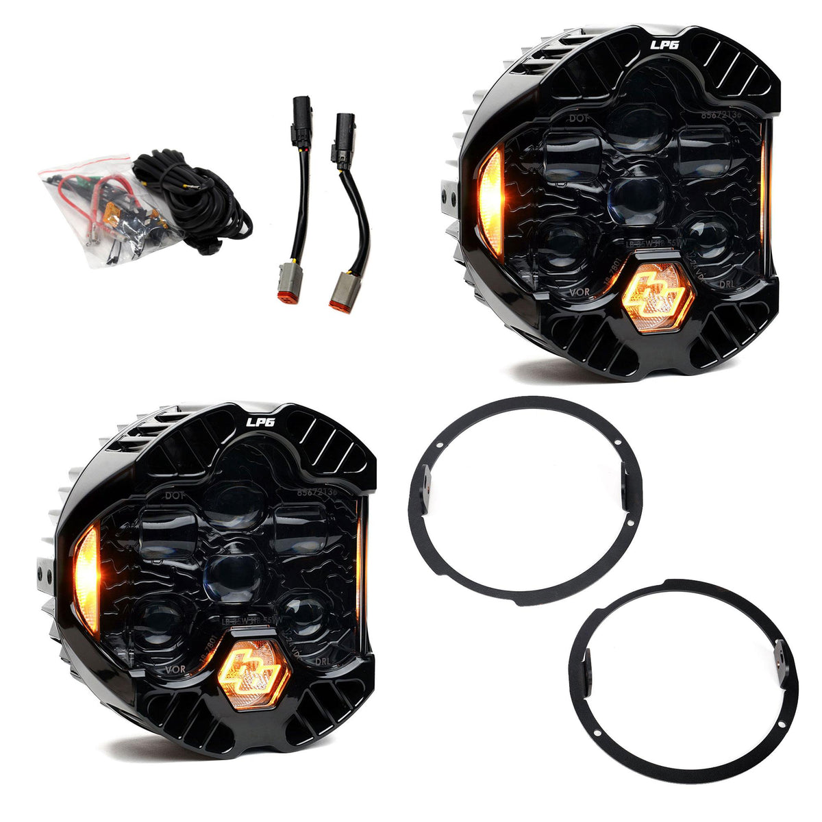 DOT LP6 LED Headlight Kit Jeep 2007-2018 Wrangler JK w/LED Headlights (Amber) Baja Designs - Image 1