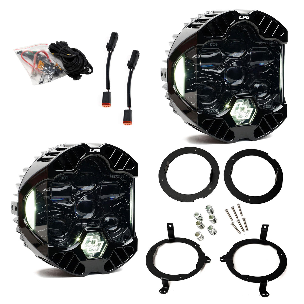 DOT LP6 LED Headlight Kit Jeep 2018-2025 Wrangler JL 2020-2025 Gladiator JT w/Halogen Headlights (White) Baja Designs - Image 1