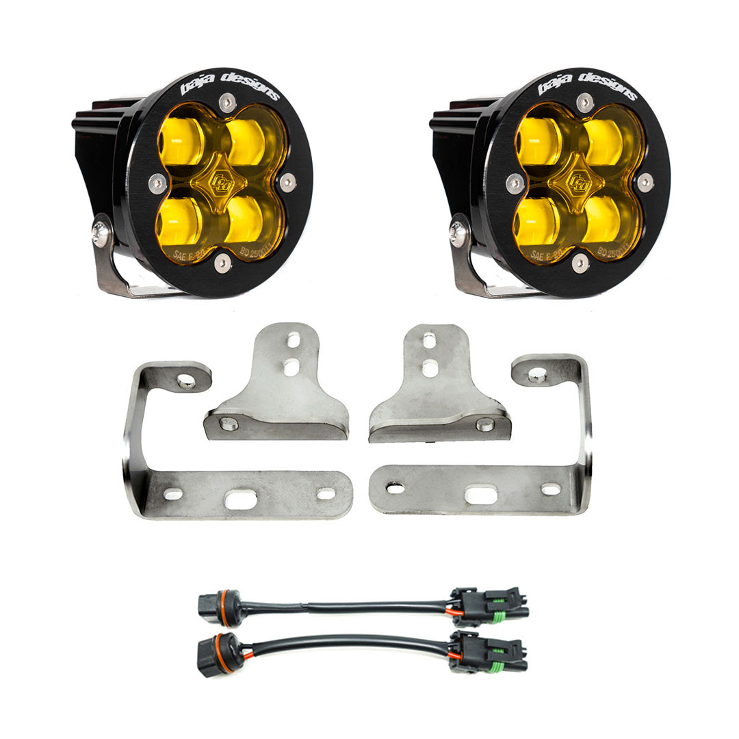 Jeep JL Fog Light Squadron-R SAE 18-Pres Wrangler JL Sport/Sport-S Fog Pocket Kit Baja Amber Baja Designs - Image 1