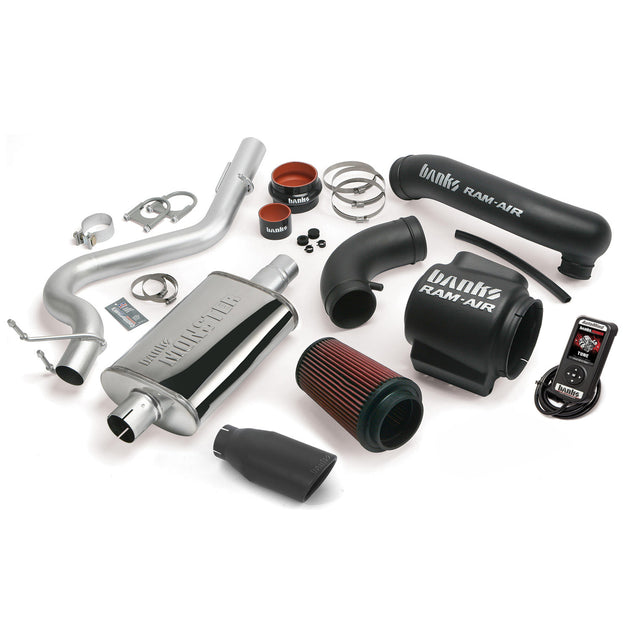 Stinger Bundle Power System W/Single Exit Exhaust Black Tip 04-06 Jeep 4.0L Wrangler TJ Banks Power - Image 1
