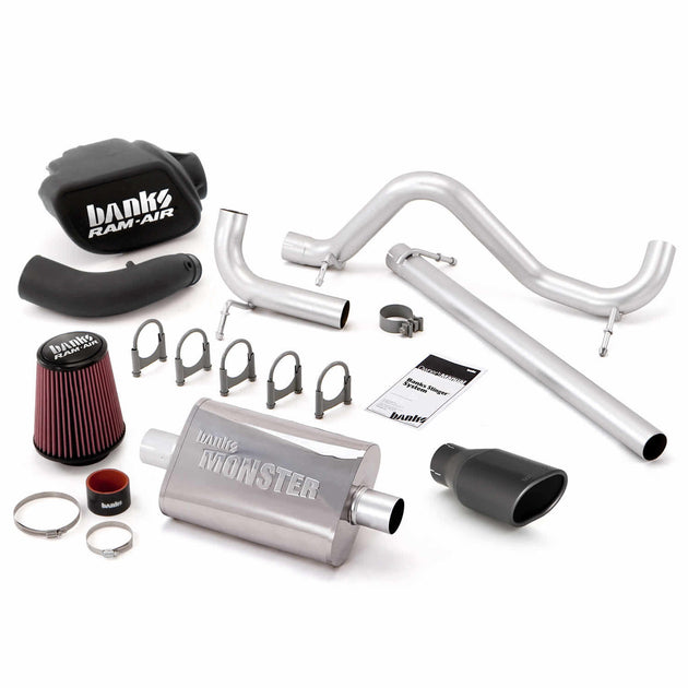 Stinger Bundle Power System No AutoMind W/Single Exit Exhaust Black Tip 07-11 Jeep 3.8L Wrangler JK 2 Door Banks Power - Image 1