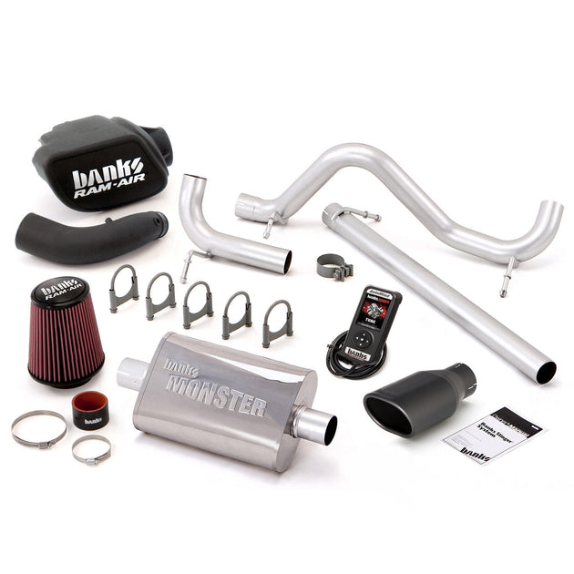 Stinger Bundle Power System W/AutoMind Single Exit Exhaust Black Tip 07-11 Jeep 3.8L Wrangler JK 2 Door Banks Power - Image 1