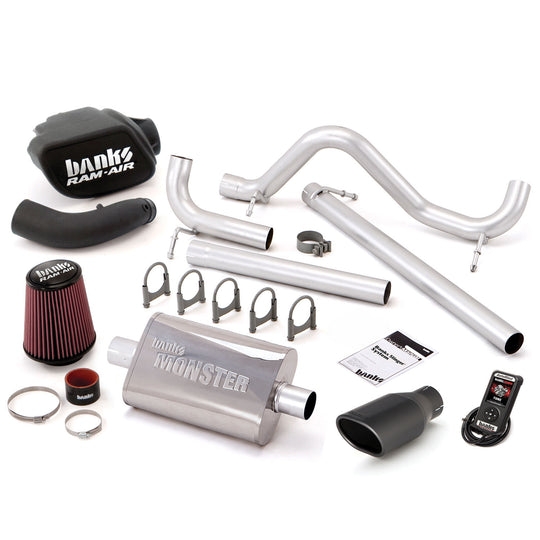 Stinger Bundle Power System W/AutoMind Single Exit Exhaust Black Tip 07-11 Jeep 3.8L Wrangler JK Unlimited 4 Door Banks Power - Image 1