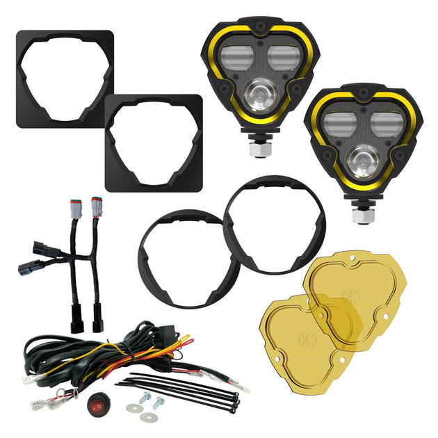 KC Flex Era 3 LED DM SAE Fog 2- Light Master Kit 10-24 Jeep JK JL JT Aftermarket KC HiLiTES - Image 1