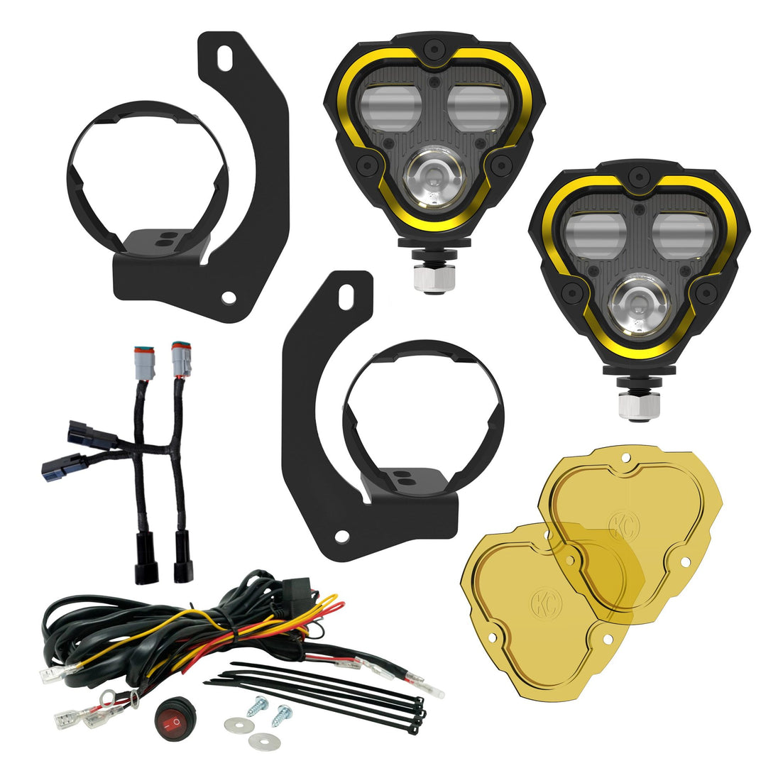KC Flex Era 3 LED DM SAE Fog 2- Light Master Kit 10-24 Jeep JK JL JT Winch Bumper KC HiLiTES - Image 1