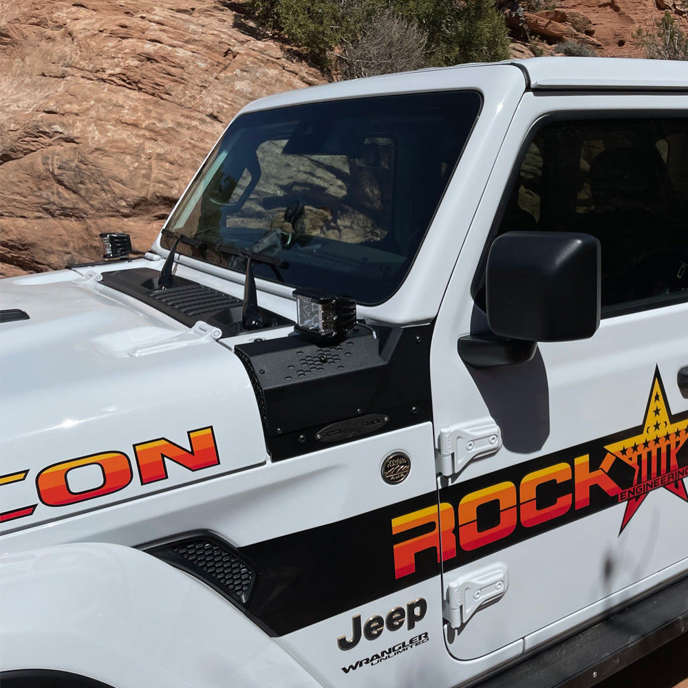 JL/JT Larger Cowl LED Light Pod Bracket Rock Slide Engineering - Image 4