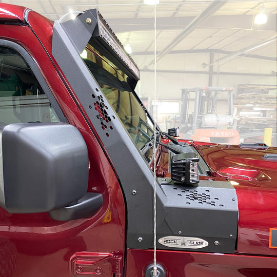 JL / JT Lower Larger Cowl LED Light Pod Brackets and Upper Bar Brackets Rock Slide Engineering - Image 1