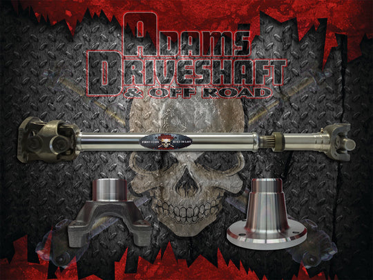 Adams Driveshaft JK Front 1350 CV Driveshaft Heavy Duty Series Greasable U-Joint - Image 1