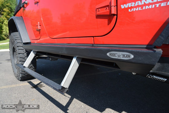 Step Slider Skid Plate Kit for 2007-18 Jeep JK 4 Door Rock Slide Engineering - Image 1