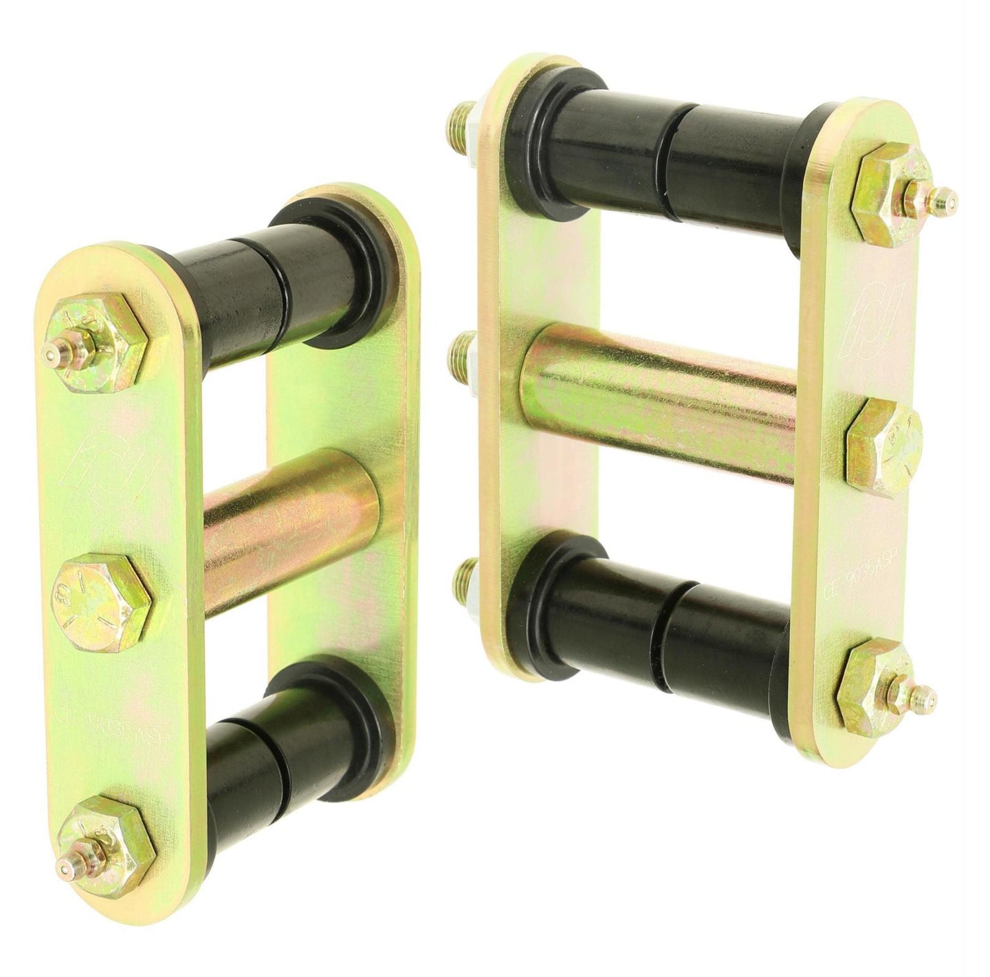 HD Leaf Spring Shackles 76-86 Jeep CJ Rear Includes Urethane Bushings HD Greasable Bolts Pair RockJock 4x4 - Image 1