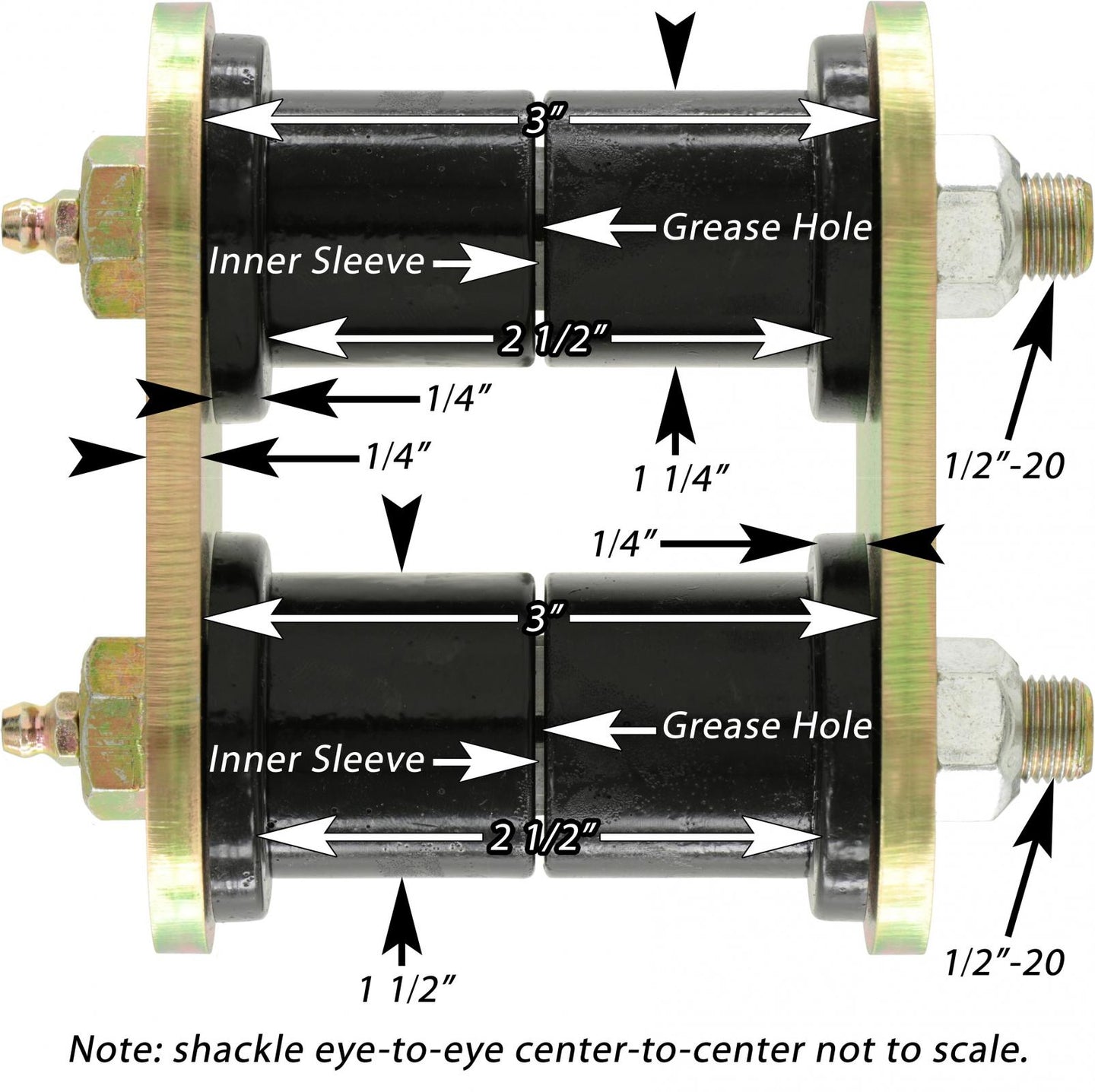 HD Leaf Spring Shackles 87-95 Wrangler YJ Front Includes Urethane Bushings HD Greasable Bolts Pair For Use w/ ProComp Springs RockJock 4x4 - Image 3