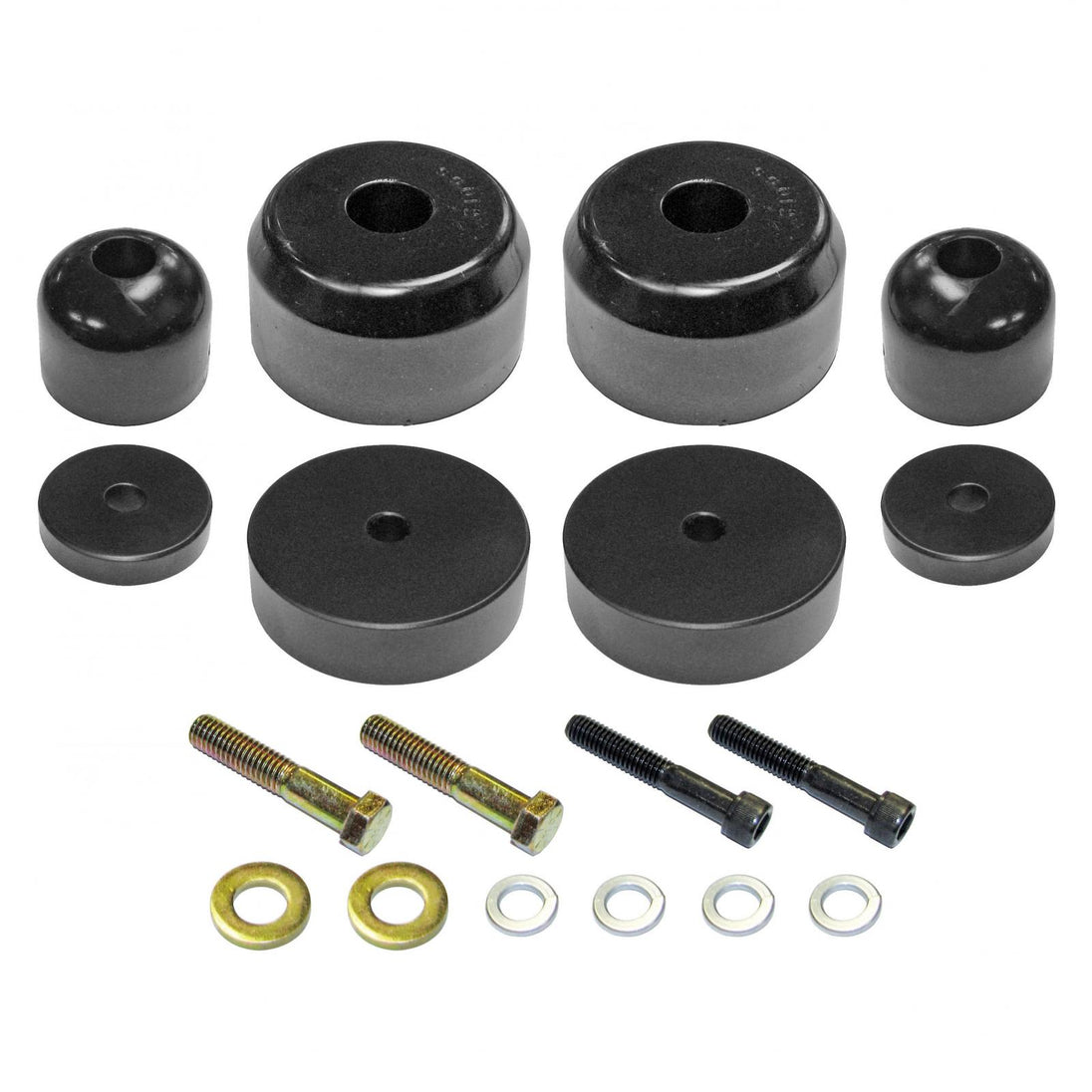 Bump Stop Kit 97-06 Wrangler TJ/LJ/XJ/MJ Front Includes Polyurethane Bump Stops Aluminum Spacers Hardware RockJock 4x4 - Image 1