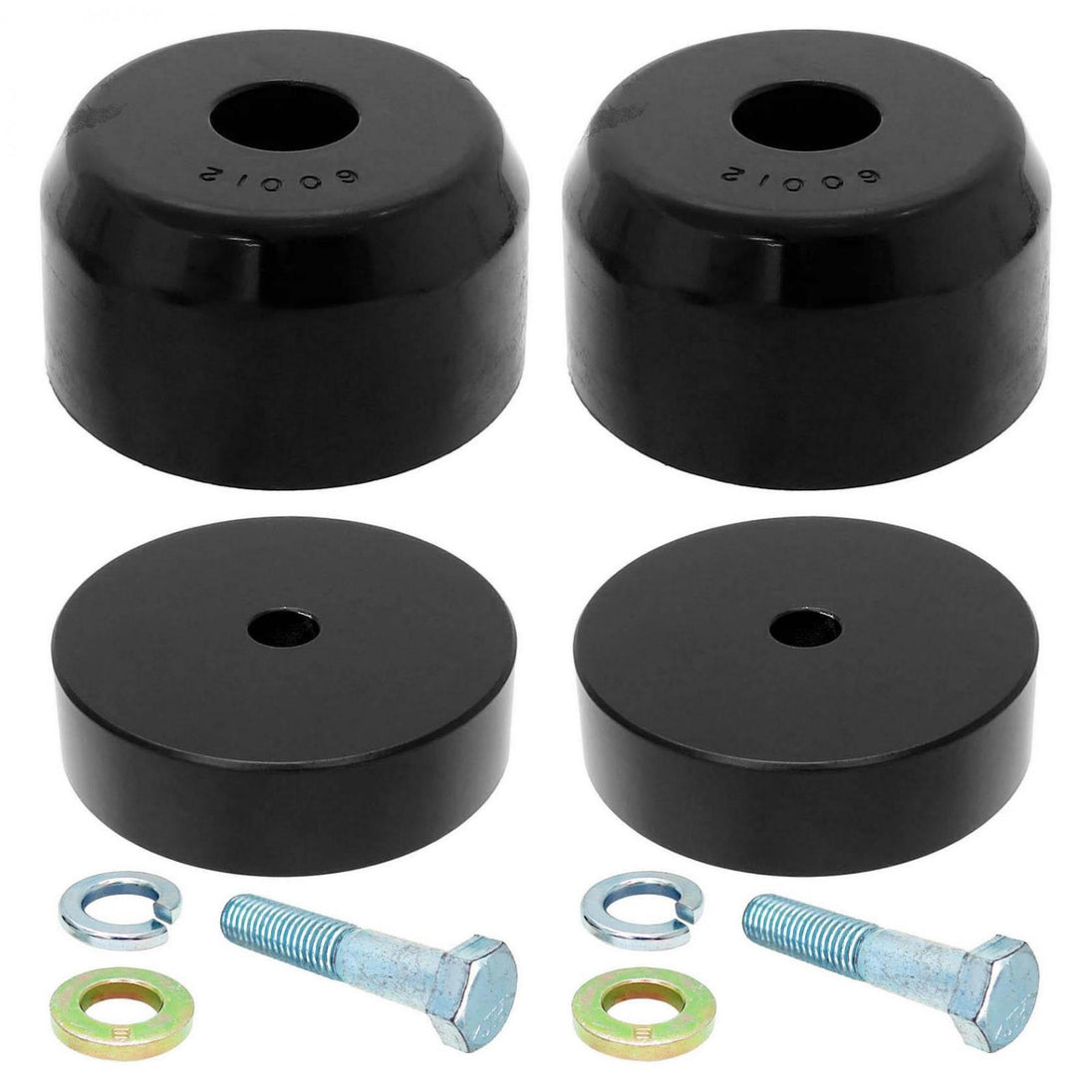 Bump Stop Kit 07-18 Wrangler JK Front Includes Billet Aluminum Spacers Urethane Bump Stops Hardware RockJock 4x4 - Image 1