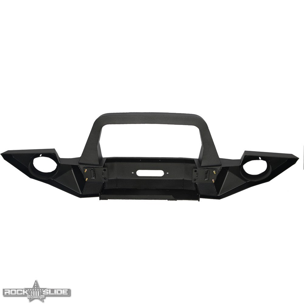 Jeep JK Full Front Bumper For 07-18 Wrangler JK With Winch Plate Bull Bar Black Powdercoated Rigid Series Rock Slide Engineering - Image 2