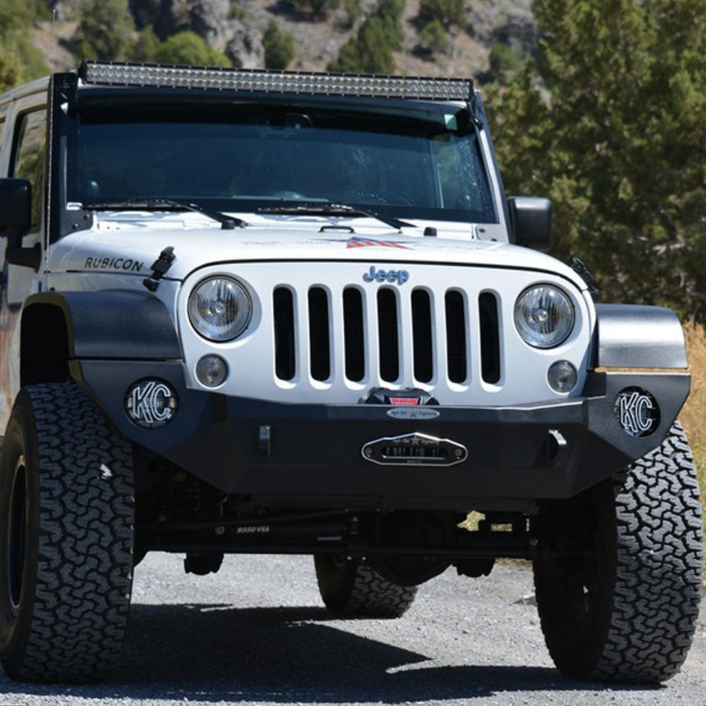 Jeep JK Full Front Bumper For 07-18 Wrangler JK With Winch Plate No Bull Bar Black Powdercoated Rigid Series Rock Slide Engineering - Image 6
