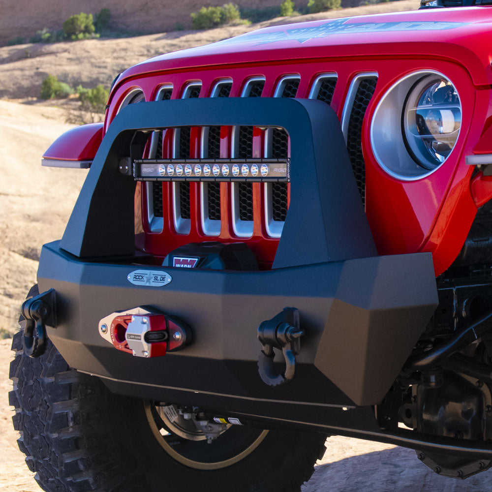 Jeep JL Shorty Front Bumper For 18-Pres Wrangler JL Complete With Winch Plate Rigid Series Rock Slide Engineering - Image 6