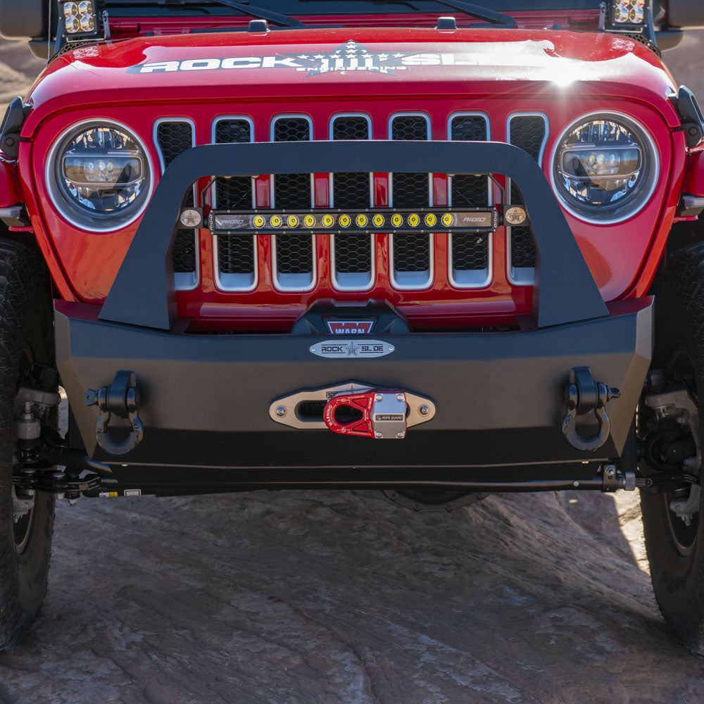 Jeep JL Shorty Front Bumper For 18-Pres Wrangler JL Complete With Winch Plate Rigid Series Rock Slide Engineering - Image 8