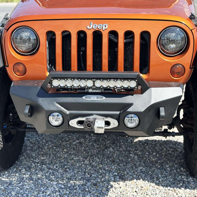 Appalachian Steel Stubby Front Bumper With Winch Plate Wrangler JK Rock Slide Engineering - Image 1