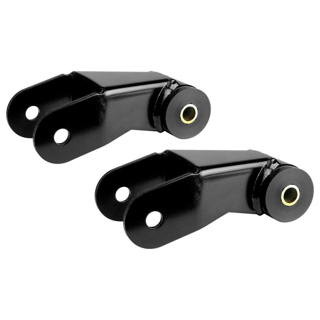 XJ Cherokee Boomerang Leaf Spring Shackles 5in Incl. Urethane Bushings and Hardware RockJock 4X4 - Image 1