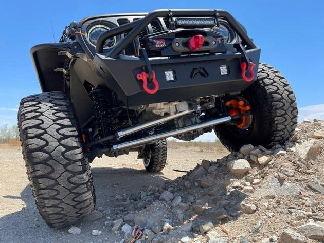 Apex Chassis Heavy Duty 2.5 Ton Tie Rod & Drag Link Assembly in Black Anodized Aluminum Fits: 19-22 Jeep Gladiator JT 18-22 Jeep Wrangler JL. Note: This FLIP kit fits a Dana 30 axle with a lift exceeding 4.5 inches. Requires drilling the knuckle. - Image 1