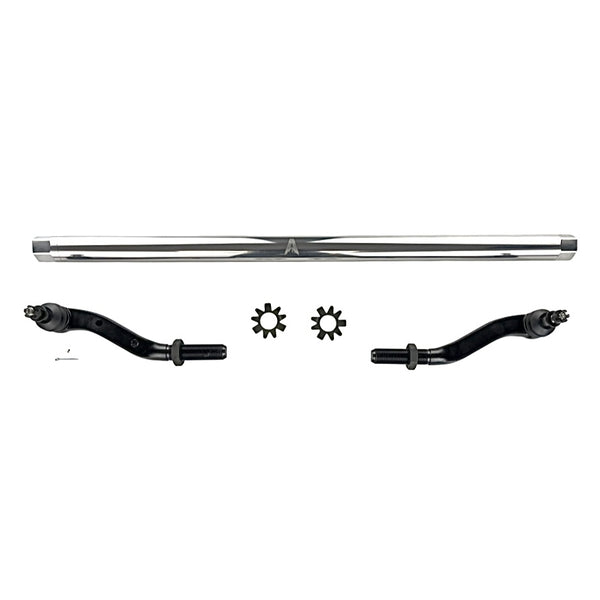 Apex Chassis Heavy Duty 2.5 Ton Tie Rod Assembly in Polished Aluminum Fits: 19-22 Jeep Gladiator JT 18-22 Jeep Wrangler JL/JLU Rubicon Mohave Sahara Sport. Note: This kit fits a Dana 30 axle - Image 1