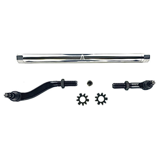 Apex Chassis Heavy Duty 2.5 Ton Flipped Drag Link Assembly in Polished Aluminum Fits: 19-22 Jeep Gladiator JT 18-22 Jeep Wrangler JL. Note: This FLIP kit fits Dana 44 & Dana 30 axles with a lift exceeding 4.5 inches. Requires drilling the knuckle. - Image 1