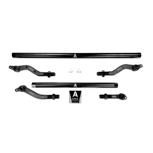 Apex Chassis Heavy Duty Tie Rod & Drag Link Assembly in Steel. Fits: 07-18 Jeep Wrangler JK JKU Rubicon Sahara Sport  Note this NO-FLIP kit is Fits: vehicles with a lift of 3.5 inches or less - Image 1