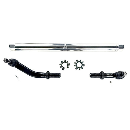 Apex Chassis Heavy Duty JK 2.5 Ton Heavy Duty No Flip Drag Link Assembly in Polished Aluminum Fits: 07-18 Jeep Wrangler JK JKU Rubicon Sahara Sport. Note this NO-FLIP kit fits vehicles with a lift of 3.5 inches or less - Image 1