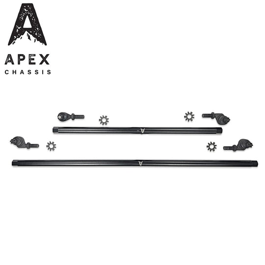 Apex Chassis Heavy Duty 1 Ton Tie Rod & Drag Link Assembly in Steel Fits: 07-18 Jeep Wrangler JK JKU Rubicon Sahara Sport. Note this NO-FLIP kit fits vehicles with a lift of 3.5 inches or less - Image 1