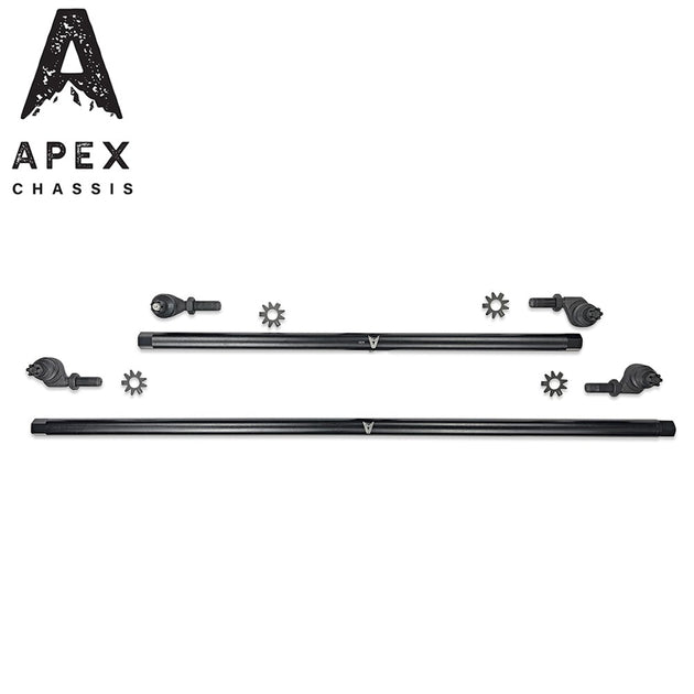 Apex Chassis Heavy Duty 1 Ton Tie Rod & Drag Link Assembly in Steel Fits: 07-18 Jeep Wrangler JK JKU Rubicon Sahara Sport. Note this NO-FLIP kit fits vehicles with a lift of 3.5 inches or less - Image 1