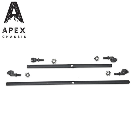 Apex Chassis Heavy Duty 1 Ton Tie Rod & Drag Link Assembly in Black Aluminum Fits: 07-18 Jeep Wrangler JK JKU Rubicon Sahara Sport. Note this NO-FLIP kit fits vehicles with a lift of 3.5 inches or less - Image 1