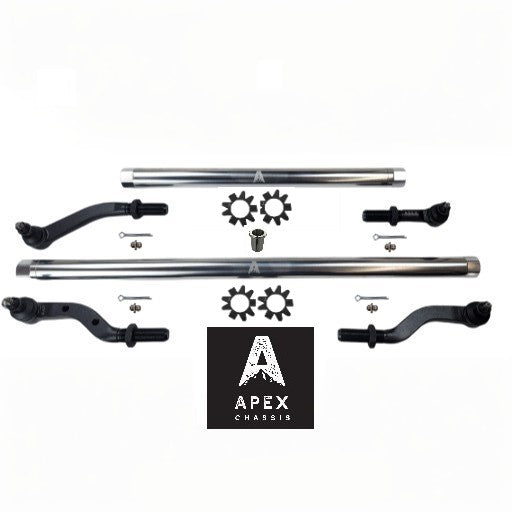 Heavy Duty Polished Aluminum Tie Rod and Drag Link Axle Swap Kit 05-11 Super Duty, Jeep JL-JT for Axle Upgrade Options Only Apex Chassis - Image 1