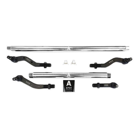 Heavy Duty Polished Aluminum Tie Rod and Drag Link Axle Swap Kit Dynatrac 72.5 Inch Jeep JL-JT 2.5T Note: This No-Flip kit is for Axle Upgrade Options Only Apex Chassis - Image 1