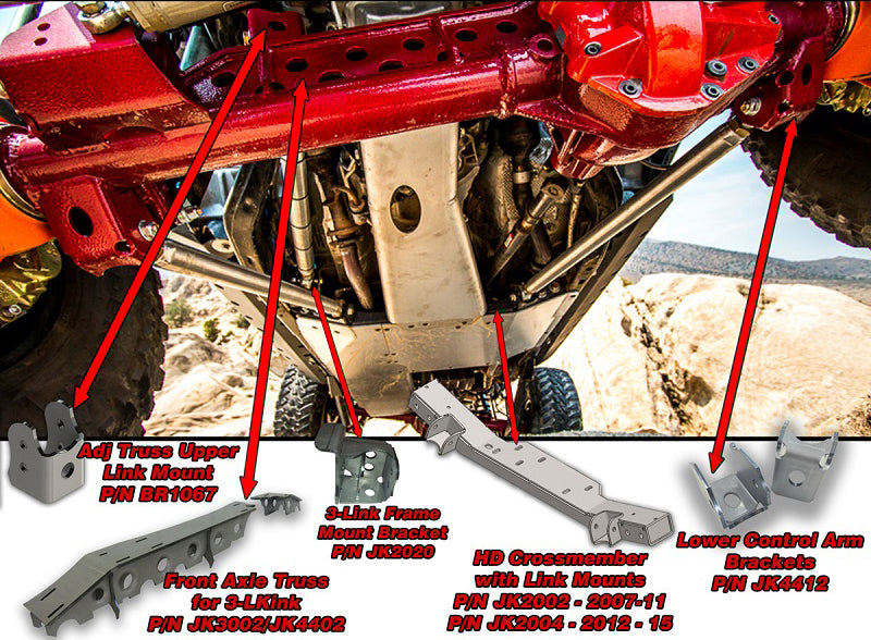 Jeep JK Front 3-Link Kit 07-18 Wrangler JK Aluminum Artec Industries - Image 2