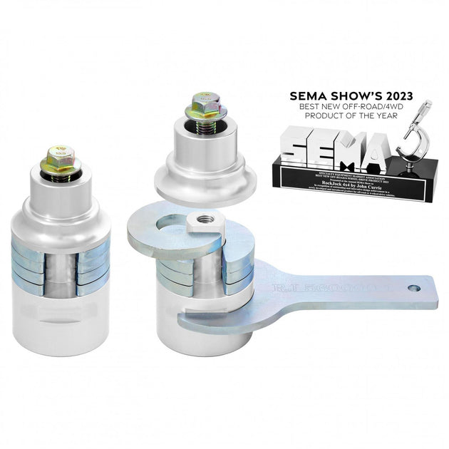 JL/JT & JK Adjustable Front Upper Bump Stops Billet Aluminum Complete w/ Steel Shims Hardware Wrench Height Adjustment Range 189-315 Inch - Image 1