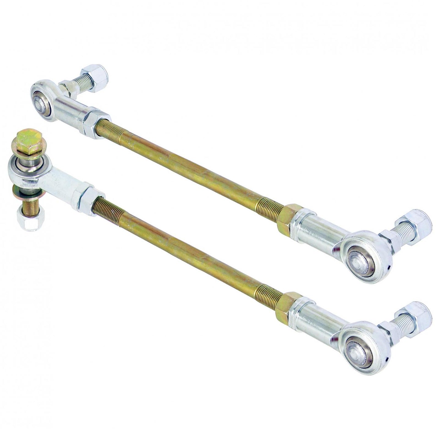 Adjustable Sway Bar End Link Kit for JL/JT Front (10 1/2 Inch Long Rods w/ heim joints and Jam Nuts pair) RockJock 4X4 - Image 1
