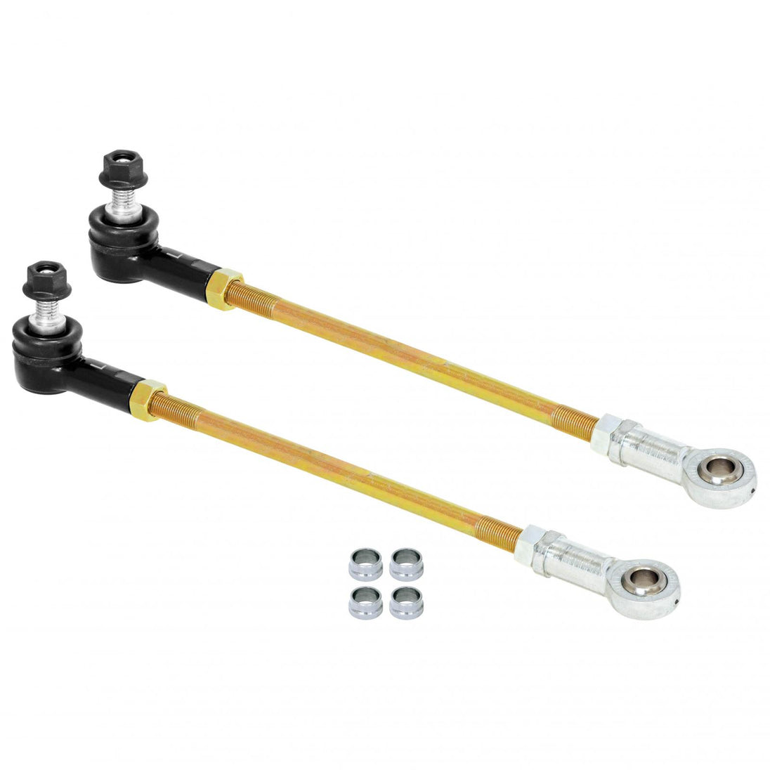 Adjustable Sway Bar End Link Kit for JT Rear (12 1/2 Inch Long Rods Sealed Rod Ends Thru-Bolt Heims Jam Nuts Misalignment Spacers pair) RockJock 4X4 - Image 1