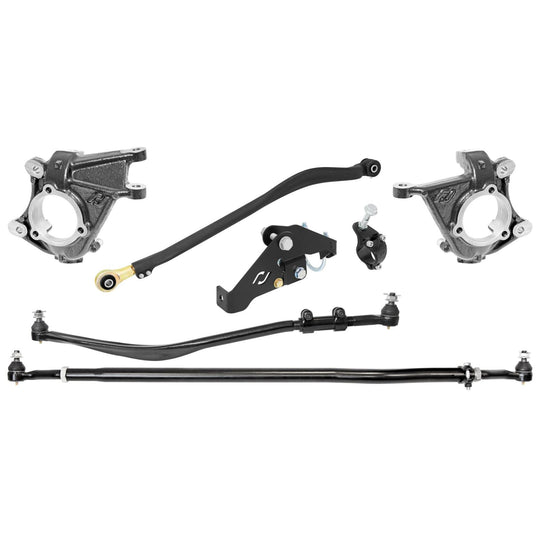 Currectlync Wrangler JK High Steer Kit For Stab. Shock And Jeep JL/JT Trac Bar Incl. Knuckles Drag Link Tie Rod Trac Bar Tb Reloc/Shock Mount Tr Clamp RockJock 4x4 - Image 1