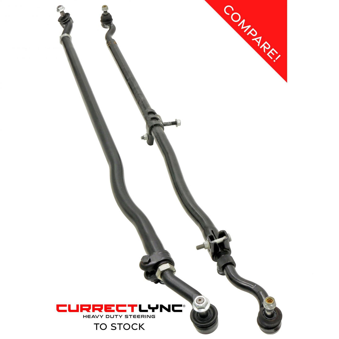 Currectlync Wrangler JK Tie Rod Bolts-On In High Steer Applications Only 1.65 Inch Dia. Tube Construction Forged Tie Rod Ends Incl. Jam Nuts And Adjusters RockJock 4x4 - Image 2