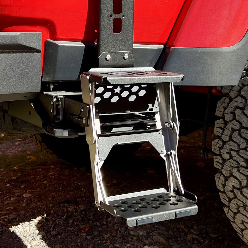 R-STEP 9 Inch Wide For 2020-2023 Jeep Gladiator Bed Step Attachment Brackets Passenger Side Behind Rear GAS MOTOR Tire Rock Slide Engineering - Image 3