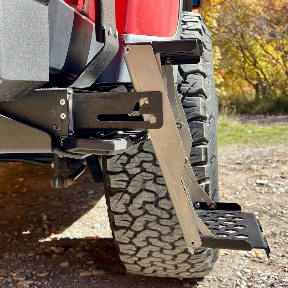 R-STEP 9 Inch Wide For 2020-2023 Jeep Gladiator Bed Step Attachment Brackets Passenger Side Behind Rear GAS MOTOR Tire Rock Slide Engineering - Image 4